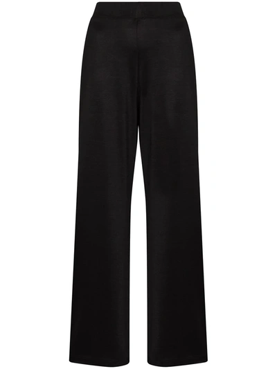 Leset Elasticated Waistband Flared Trousers In Schwarz