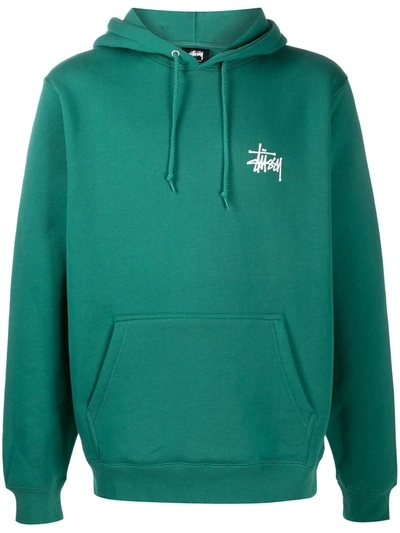 Stussy Logo-print Hoodie In Green