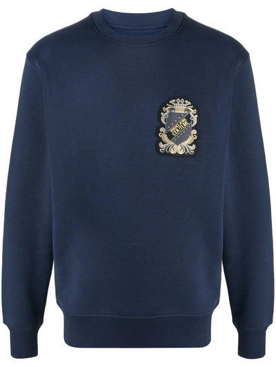 Versace Jeans Couture Logo Patch Sweatshirt In Blue