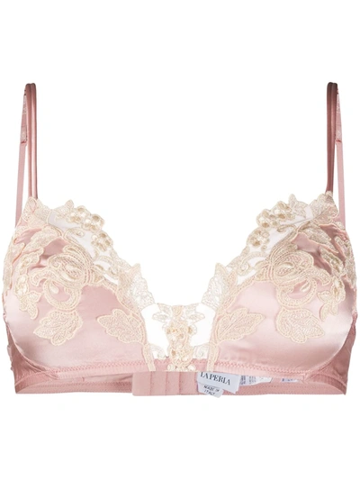 La Perla Silk Triangle Bra With Frastaglio In Rosa