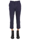 Ymc You Must Create Mid-rise Textured Cropped Trousers In Blue