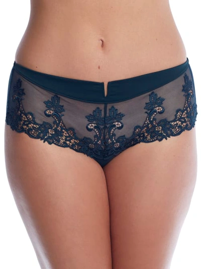 Simone Perele Saga Tattoo Lace Boyshorts In Green/blue