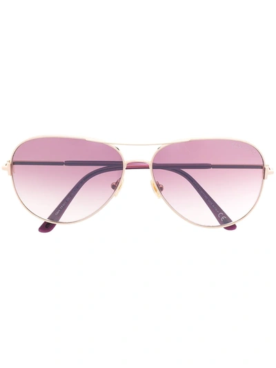 Tom Ford Clark Metal Aviator Sunglasses, Pink/gold In 28f Srgld/brng
