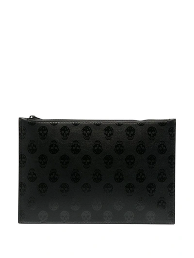 Alexander Mcqueen Skull-print Zipped Clutch Bag In Black