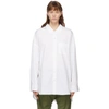 R13 White Drop Neck Oxford Shirt