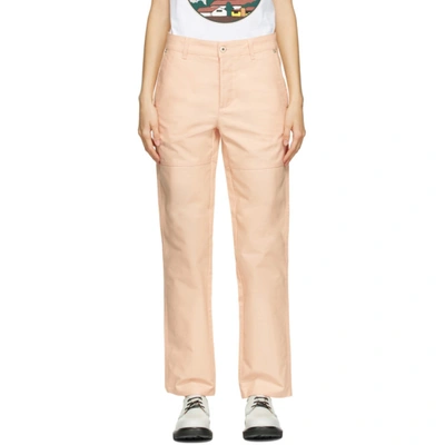 Loewe + Ken Price La Palme Printed Leather-trimmed High-rise Straight-leg Jeans In Pink