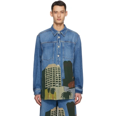 Loewe Blue Ken Price Edition Denim La Overshirt Jacket In Dark Blue Multi