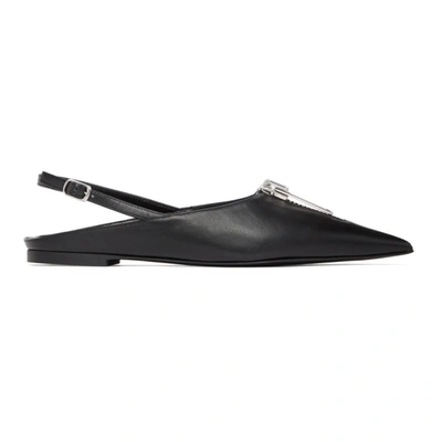 Stella Mccartney Faux Leather Slingback Point-toe Flats In Black