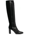 Paul Warmer Knee-high Heeled Leather Boots In Black