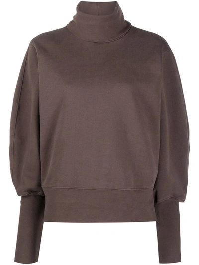 Agolde Puff-sleeve Roll-neck Jumper In Brown