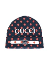 GUCCI POLKA-DOT LOGO BEANIE HAT