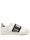 MOA MASTER OF ARTS RHINESTONE EMBELLISHED-STRAP LEATHER SNEAKERS