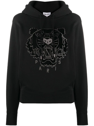 Kenzo Tiger Motif Hoodie In Nero