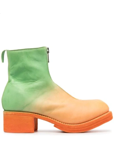 Guidi Two-tone Ombré Zip-up Boots In Orange
