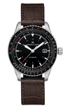 Hamilton Men's Swiss Automatic Khaki Aviation Converter Brown Leather Strap Watch 42mm In Black/brown