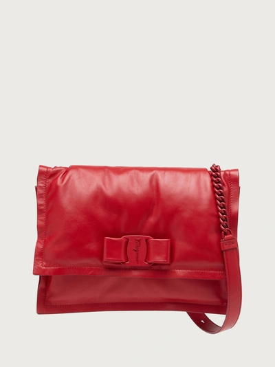 Ferragamo Viva Bow Padded Leather Shoulder Bag In Rot