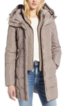 Cole Haan Signature Cole Haan Bib Insert Down & Feather Fill Coat In Cashew