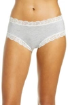 Fleur't Iconic High-rise Lace-trim Boyshort In Heather Grey/ Chantilly