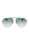 Victoria Beckham 61mm Gradient Aviator Sunglasses In Gold/ Green Gradient