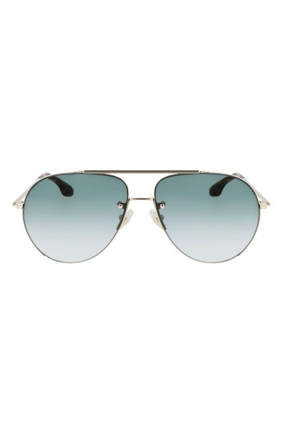 Victoria Beckham 61mm Gradient Aviator Sunglasses In Gold/ Green Gradient