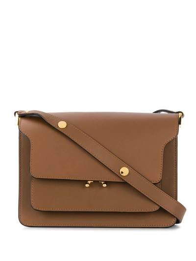 Marni Trunk Bag In Mono-coloured Saffiano Calfskin In Brown