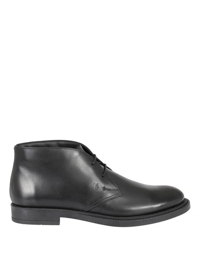 Tod's Brushed Leather Desert Boots In Black