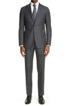Emporio Armani Super 130s Wool Two-piece Suit In Solid Dark Grey