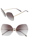 DOLCE & GABBANA LUCIA 64MM MIRRORED OVERSIZE BUTTERFLY SUNGLASSES,DG220464-Y