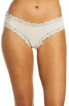 Fleur't Iconic Lace-trim Thong In Champagne