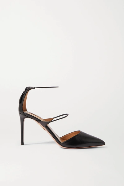 Aquazzura Minute 105mm Pointed Leather Pumps In Black