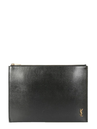 Saint Laurent Monogram Tablet Holder Unisex In Nero