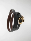 Alexander Mcqueen Triple Wrap Shiny Leather Bracelet In Black