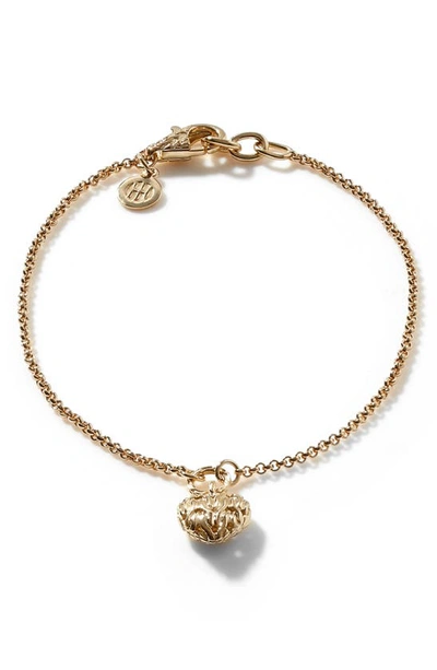 John Hardy Classic Chain 18k Yellow Gold Heart Charm Bracelet