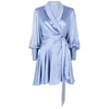 Zimmermann Belted Silk Wrap Dress In Blue