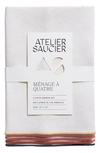 Atelier Saucier Menage A Quatre Set Of 4 Burlap Rainbow Reclaimed Napkins In Rainbow Burlap