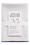 Atelier Saucier Menage A Quatre Set Of 4 Reclaimed Burlap Napkins In Burlap Noir
