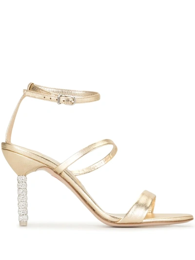 Sophia Webster Crystal Heel Sandals In Gold
