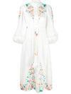 ZIMMERMANN FIESTA APPLIQUÉ BALLOON SLEEVED MIDI DRESS