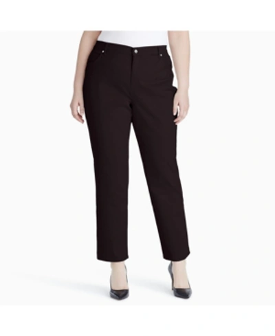 Gloria Vanderbilt Amanda Womens High Rise Ponte Straight Leg Pants In Coffee Roast