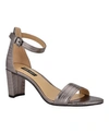 Nine West Women's Pruce Ankle Strap Block Heel Sandals Women's Shoes In Pewter Lizard