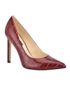 Nine West Women's Tatiana Pointy Toe Pumps Women's Shoes In Wine Croco