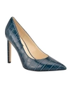 Nine West Women's Tatiana Pointy Toe Pumps Women's Shoes In Dark Teal Croco