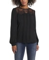 VINCE CAMUTO WOMEN'S LACE YOKE PLEATED FRONT BLOUSE