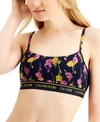 Calvin Klein Ck One Cotton Unlined Bralette Qf5727 In Sweet Rosie Print Shoreline