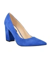 Nine West Women's Cara Block Heel Dress Pumps Women's Shoes In Blue Suede
