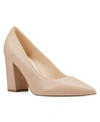 Nine West Women's Cara Block Heel Dress Pumps Women's Shoes In Nude Leather