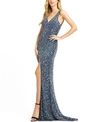 MAC DUGGAL SEQUINED V-NECK GOWN