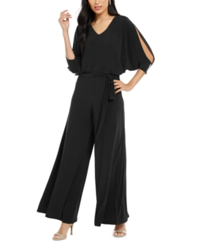 Msk Petite Embellished Split-sleeve Jumpsuit In Black
