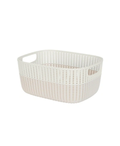 Simplify 2-tone Decorative Large Storage Basket In White