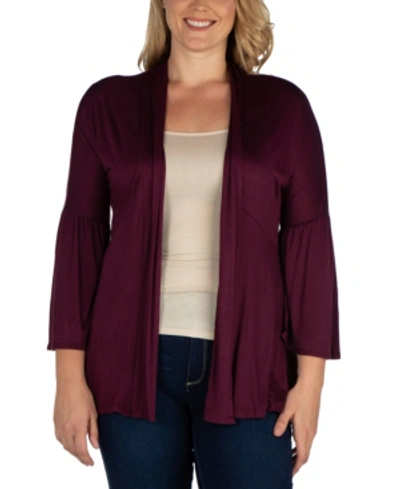 24SEVEN COMFORT APPAREL PLUS SIZE FLARED OPEN FRONT CARDIGAN SWEATER